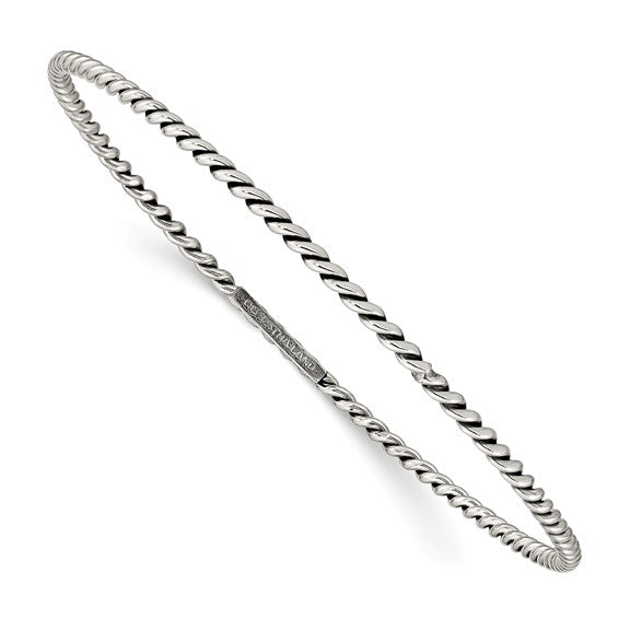 Sterling Silver Antiqued Twisted Slip-on Bangle