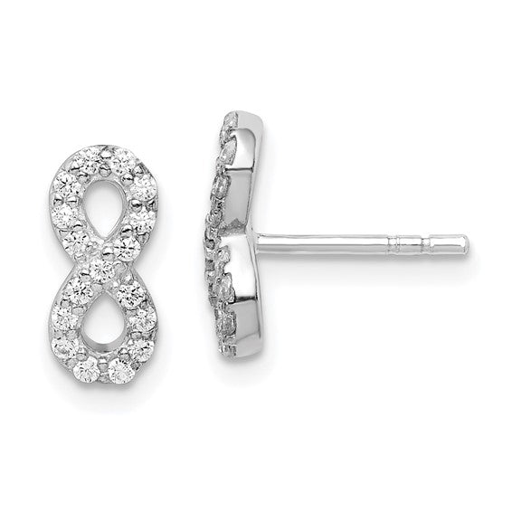 Sterling Silver Rhodium-Plated Polished Infinity Earrings