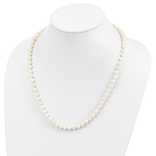 Sterling Silver Rhodium-plated 6-7mm White FWC Pearl Necklace