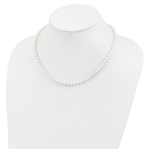 Sterling Silver Rhodium 4-5mm White FWC Pearl Necklace