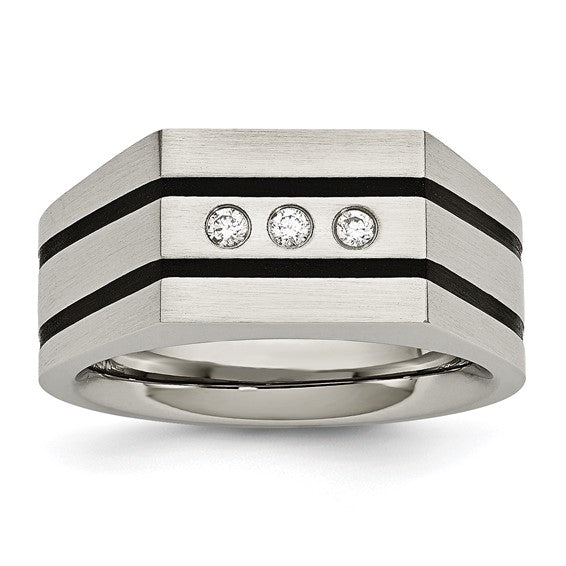 Men's Chisel Stainless CZ Ring