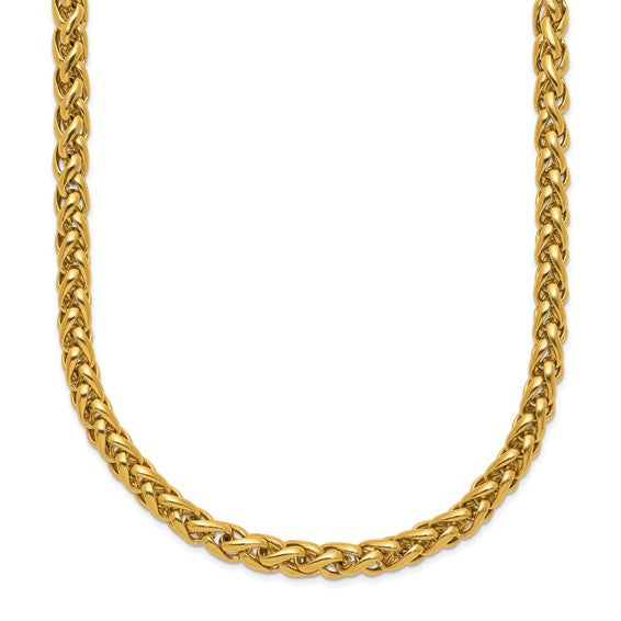 Chisel Stainless Steel Polished Yellow IP-plated 24 inch Spiga 4mm Chain Necklace