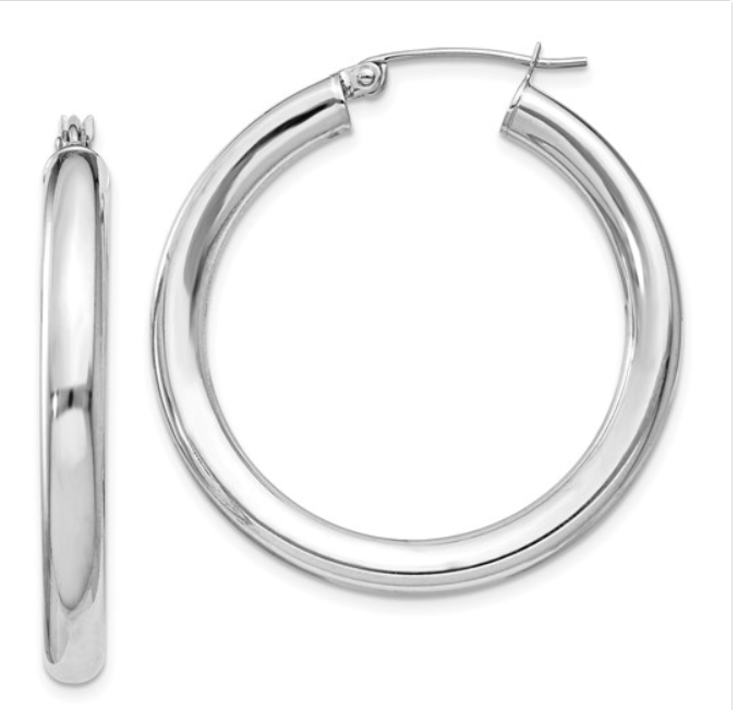 Sterling Silver Rhodium Hoop Earrings