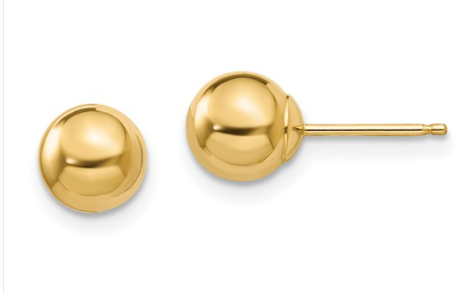 14k Polished 6mm Ball Post Earrings