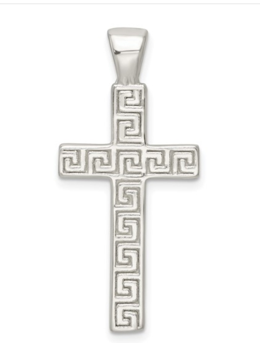 Sterling Greek Key Cross Pendant