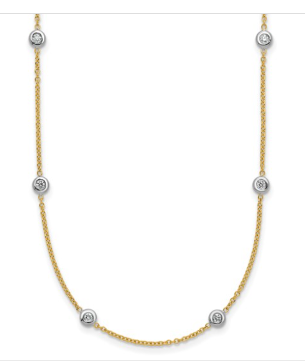 18K Two-tone Gold Diamond Stations Necklace