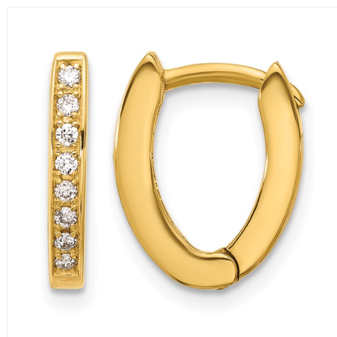 18K Gold Hinged Hoop Diamond Earrings