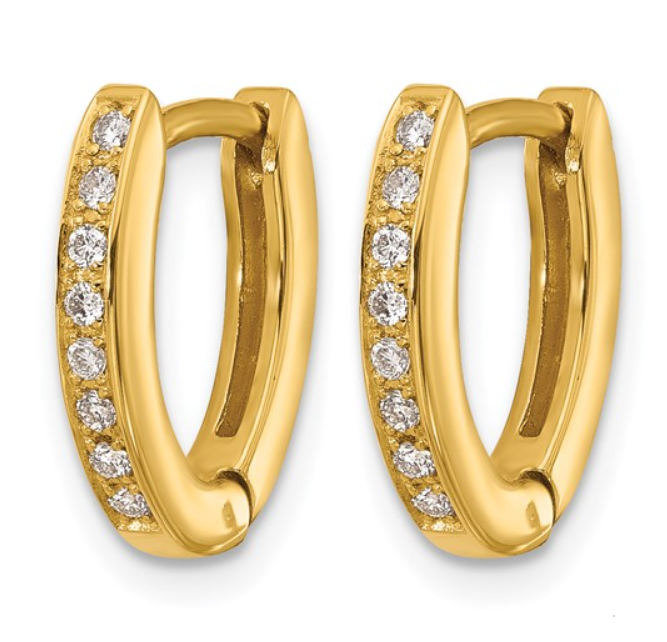 18K Gold Hinged Hoop Diamond Earrings