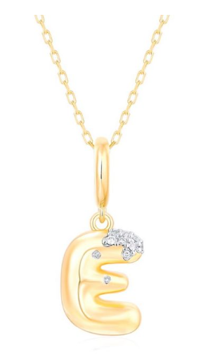 14K Bubble Letter Charm-E