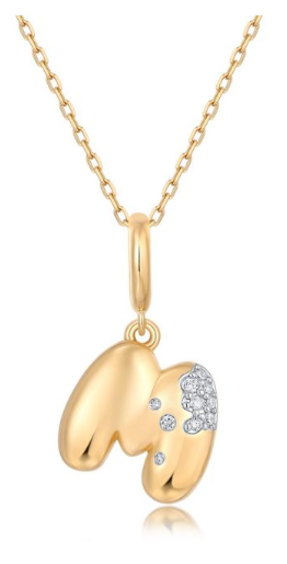 14K Bubble Letter Charm-M