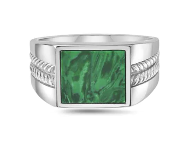 Phillip Gavriel Sterling Men's Malachite Signet Ring
