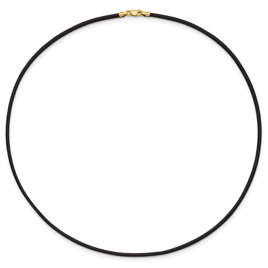 14k 20in Black Leather Cord Necklace