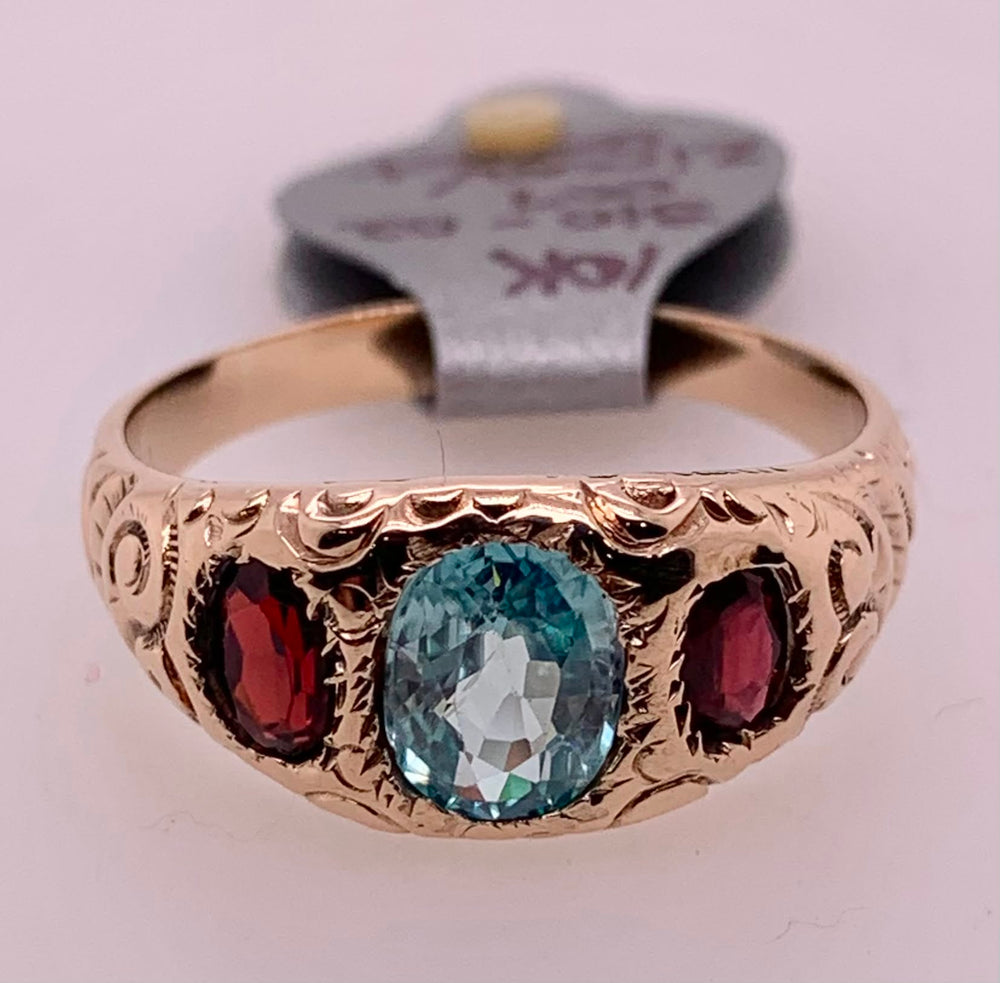 Estate 10K Zircon & Garnet Ring