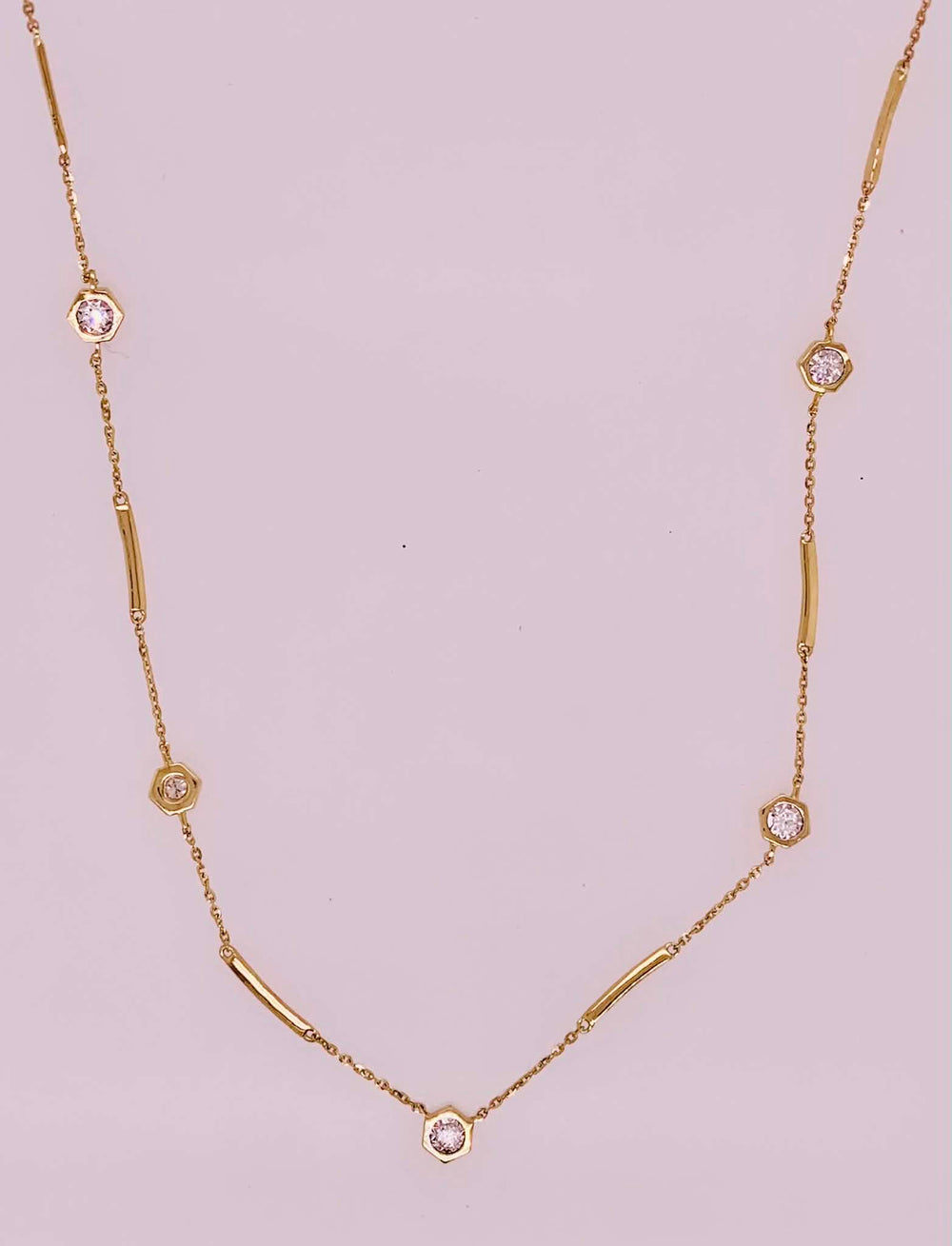 14K Fancy Diamond Station Necklace