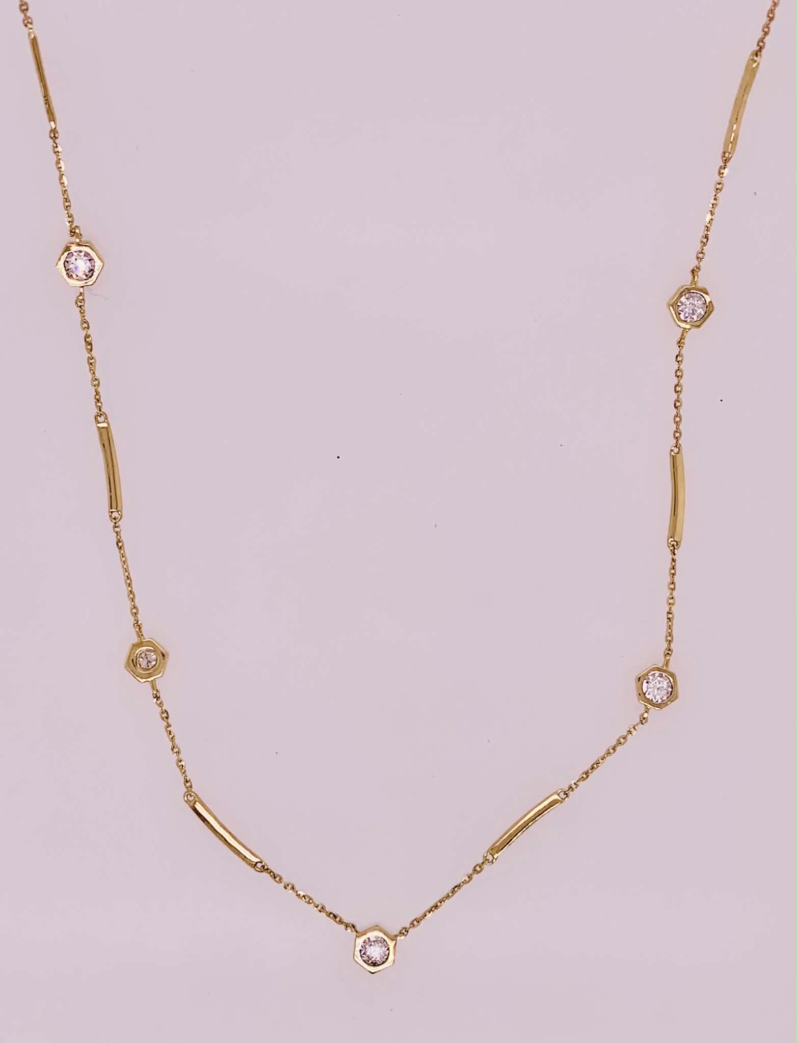 14K Fancy Diamond Station Necklace