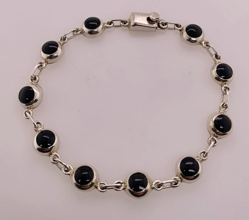 Sterling Polished Onyx Bracelet