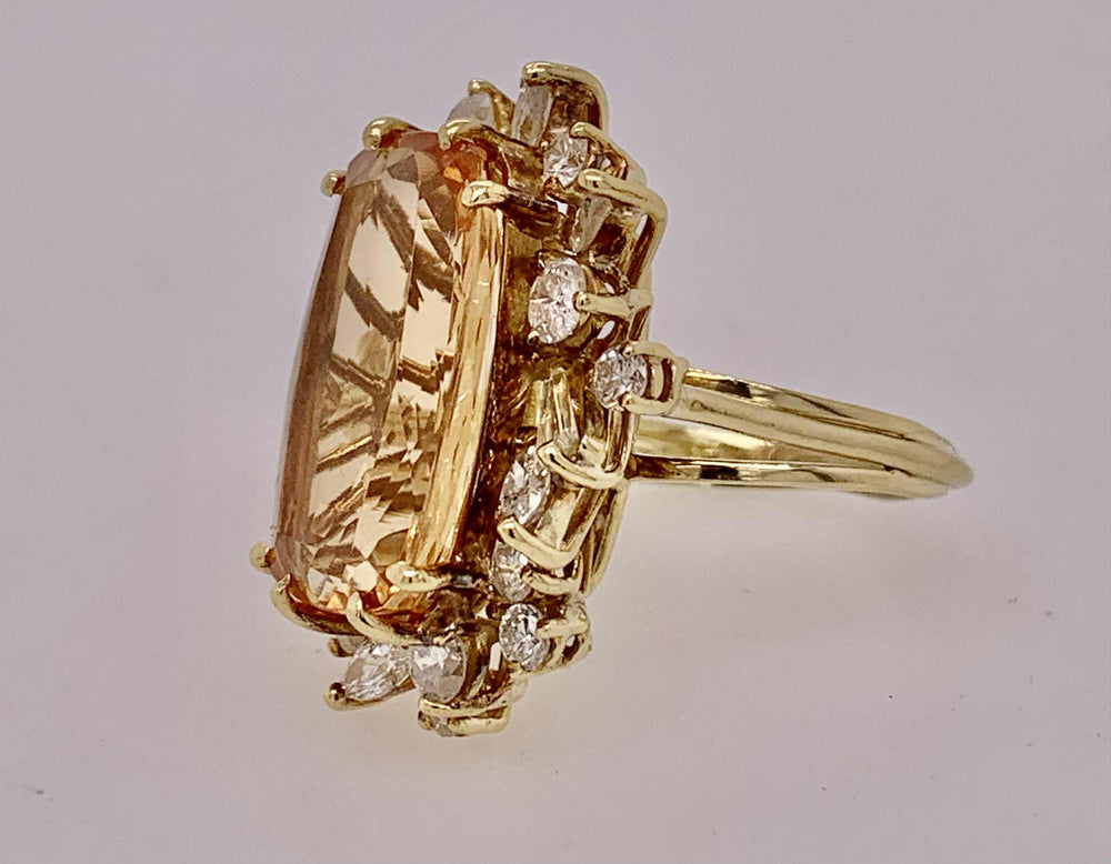 18K Estate Imperial Topaz & Diamond Ring