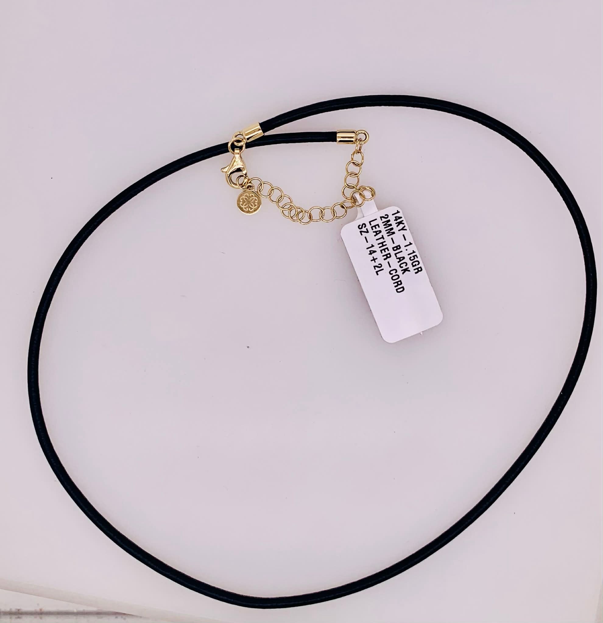 14K Black Leather Cord