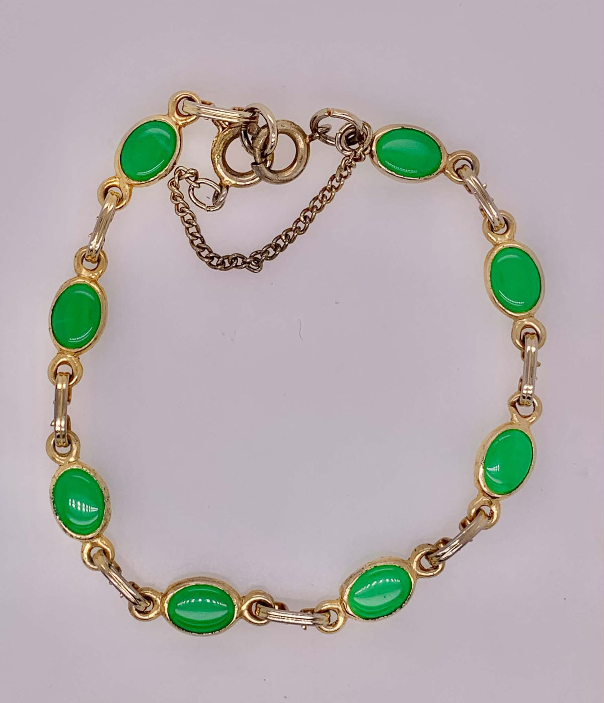 Estate Gold Filled Jade Bracelet