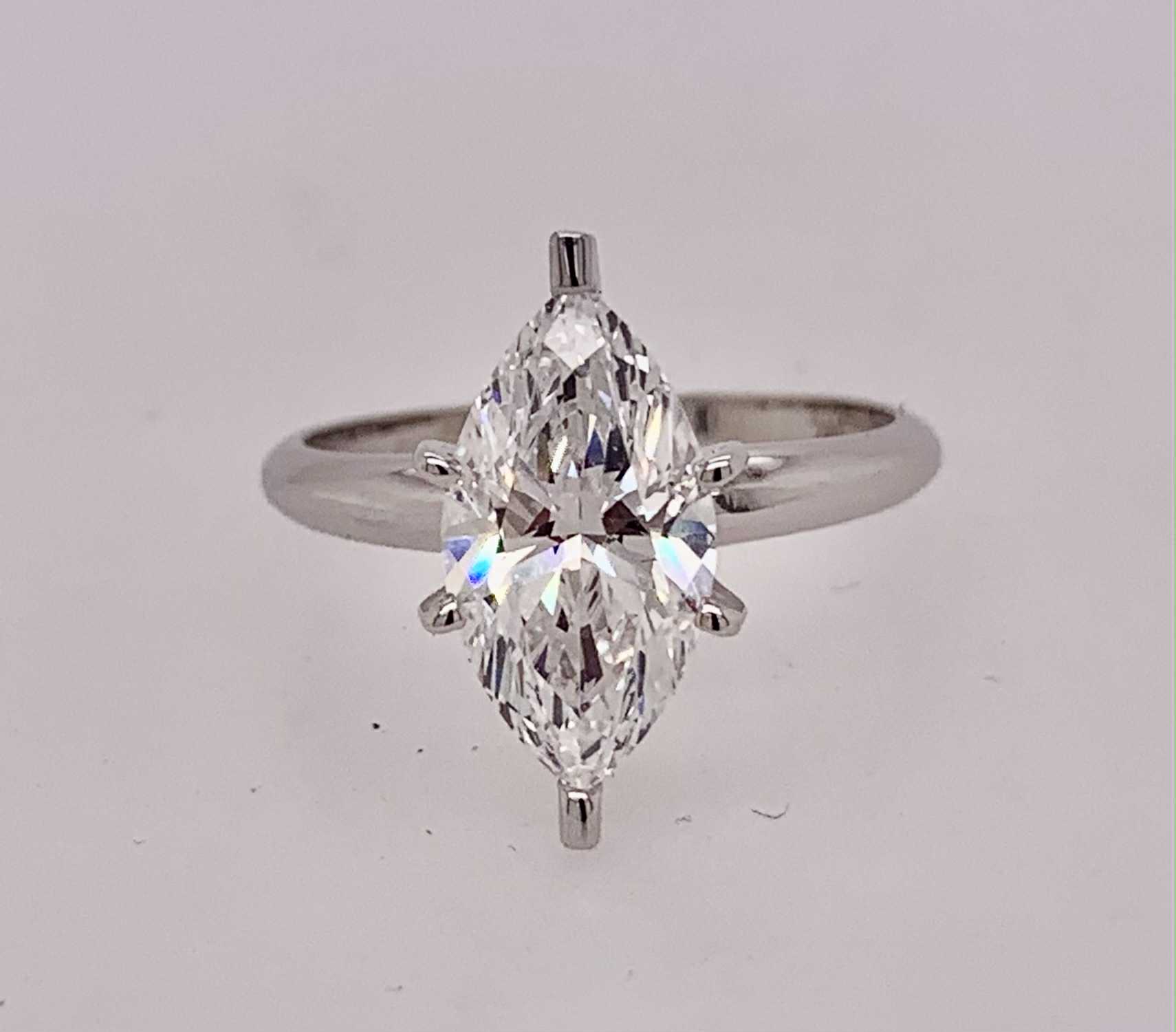 14K Marquise Solitaire LAB Diamond Ring