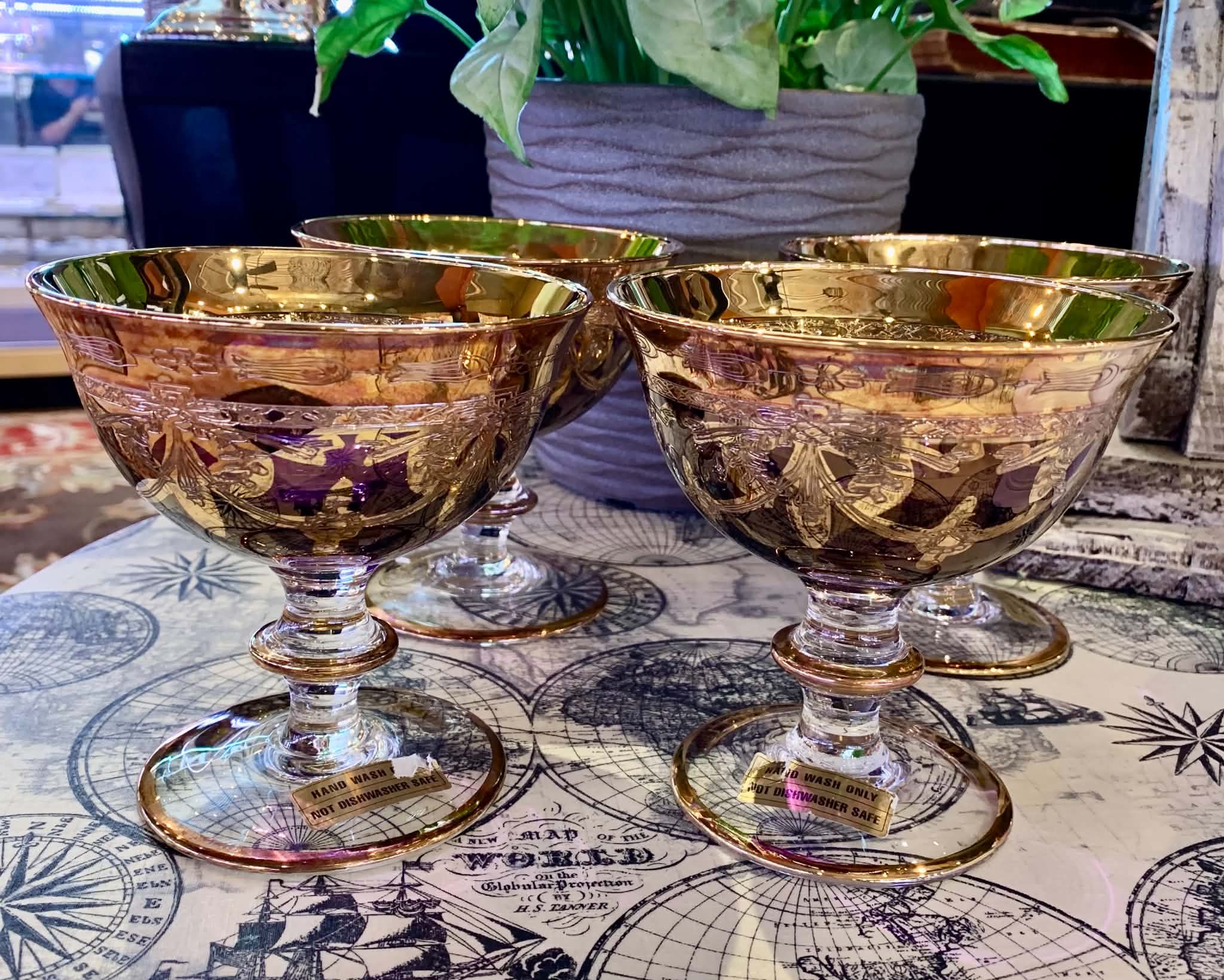 Arte Italica Amethyst & Gold Footed Dessert Bowl