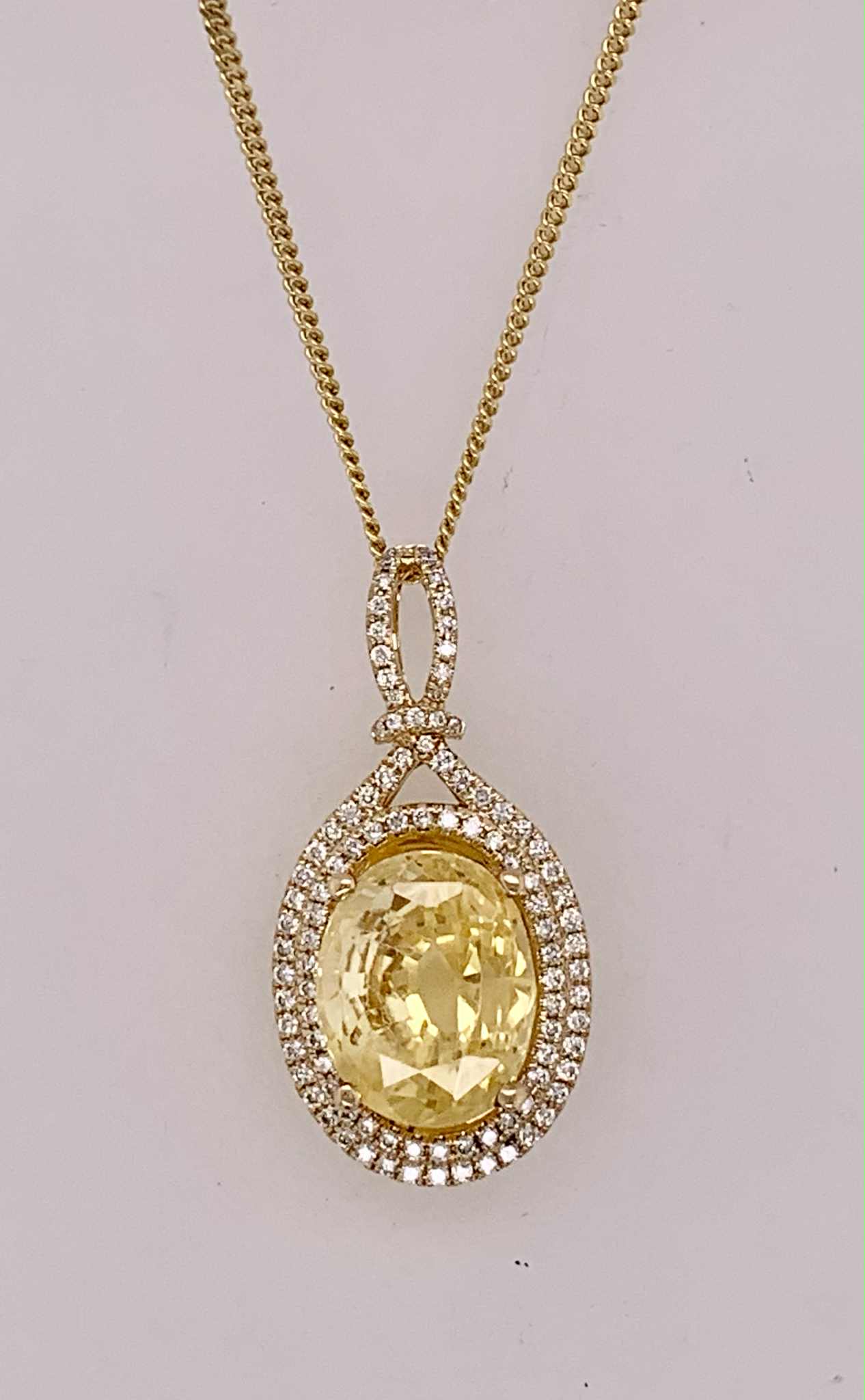 18K Gold Yellow Sapphire & Diamond Pendant