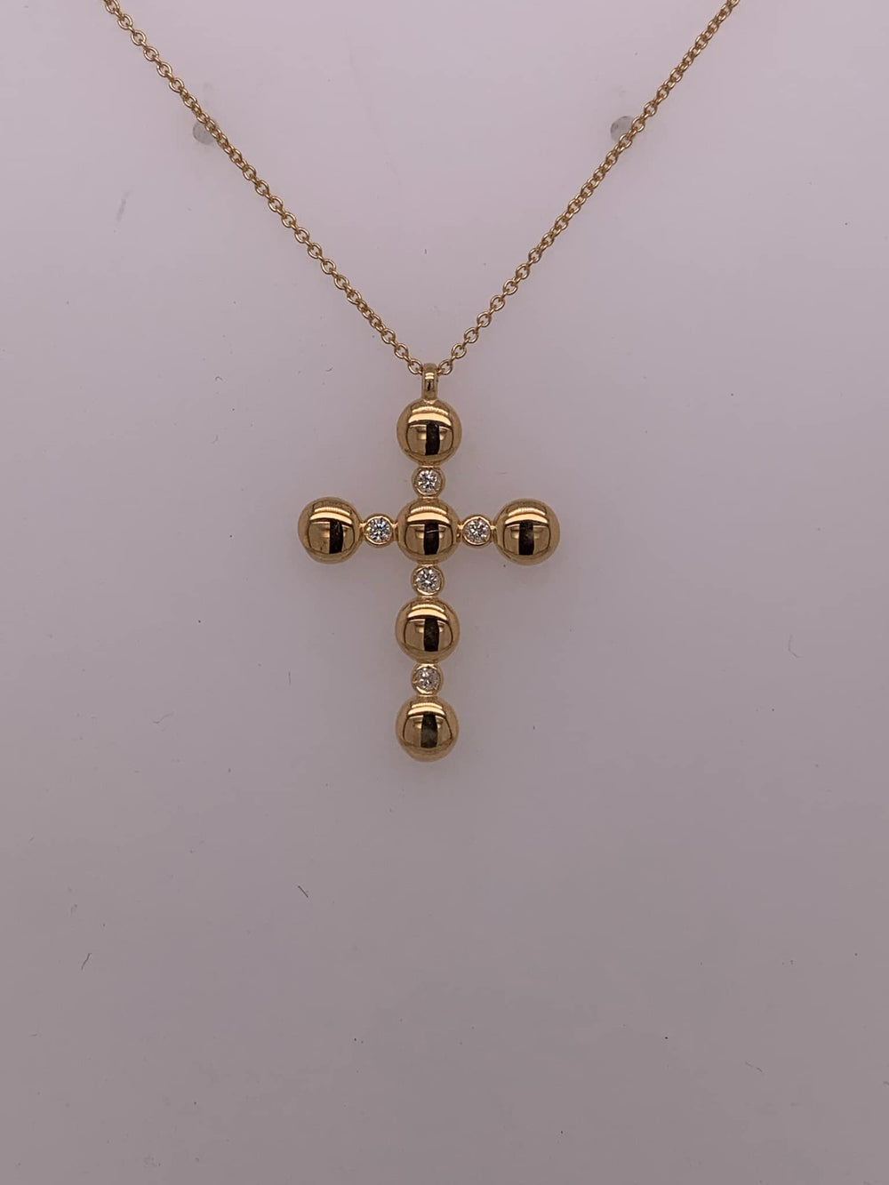 14K Diamond Cross Bauble Necklace