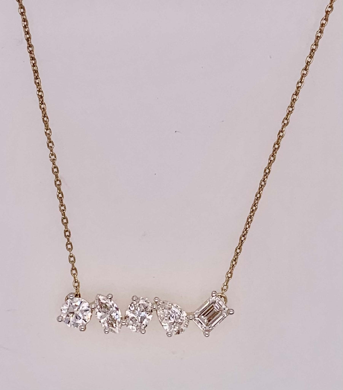 14K Lab Diamond Bar Necklace