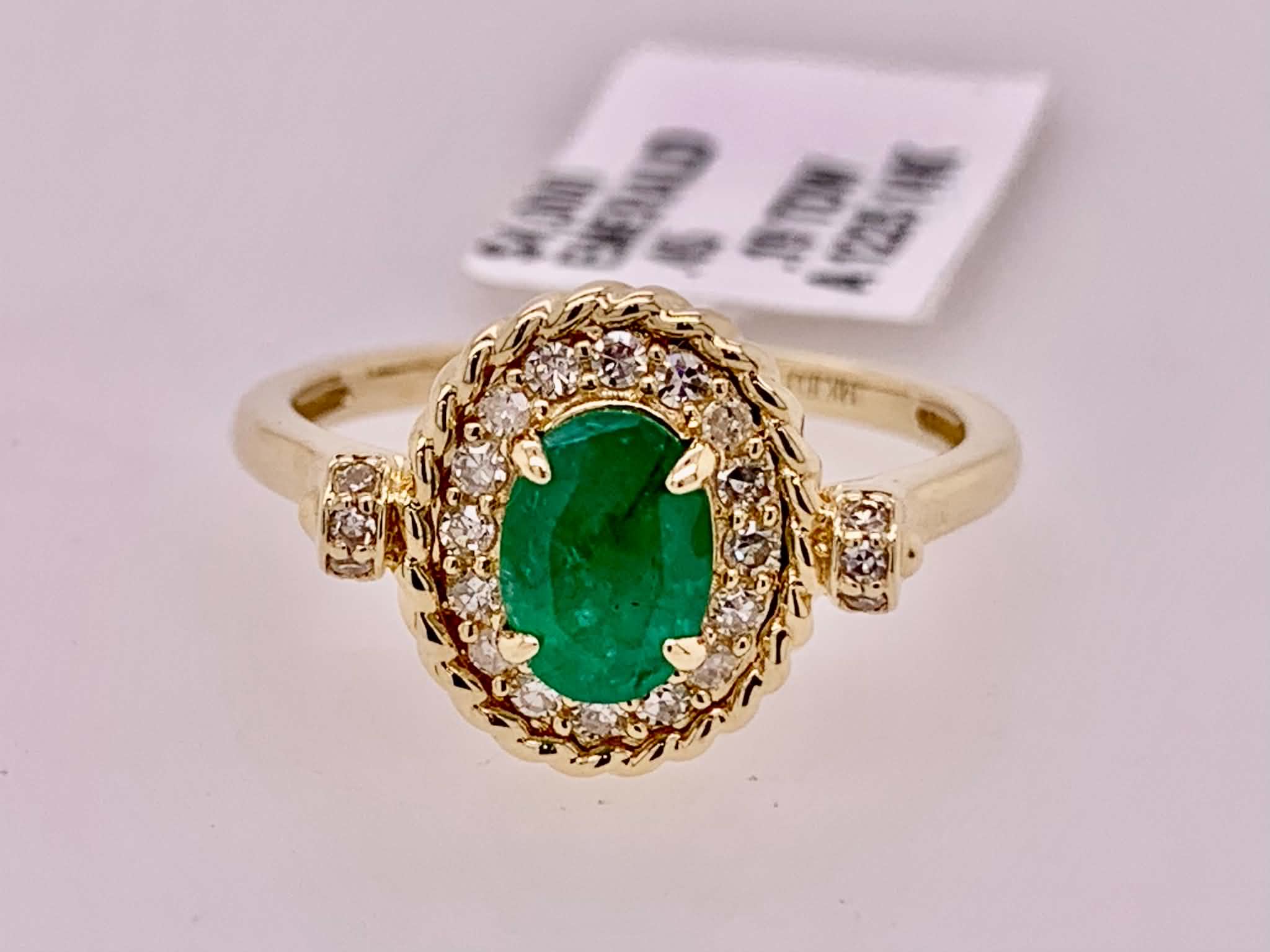 14K Emerald & Diamond Ring