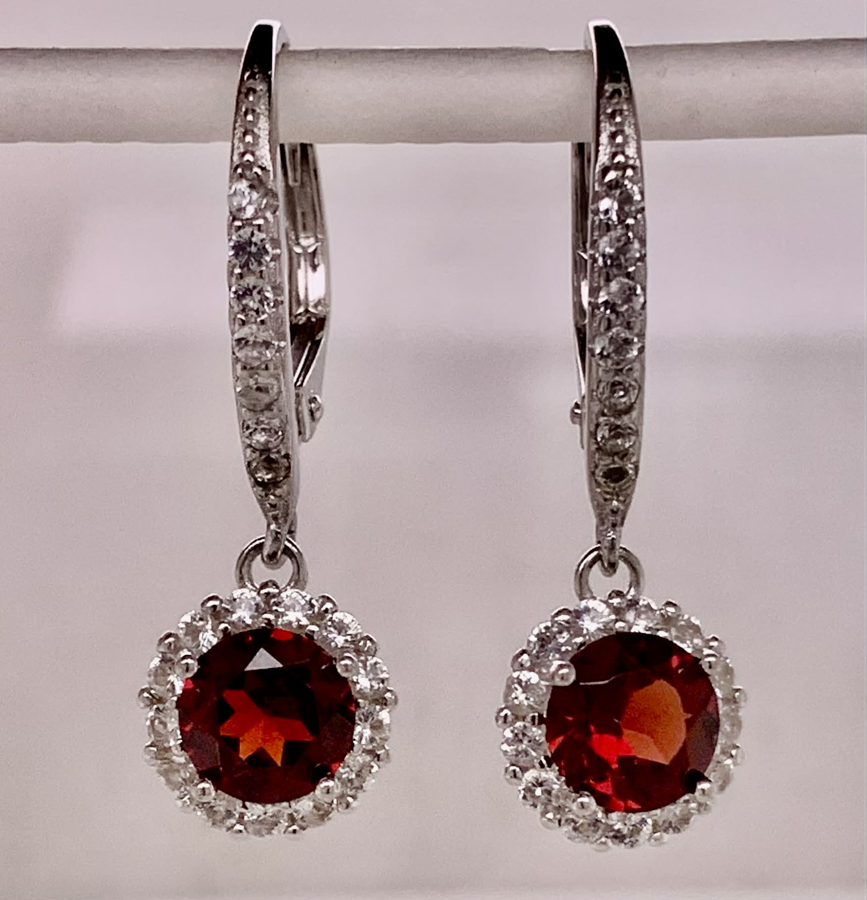 Sterling Garnet Dangle Earrings