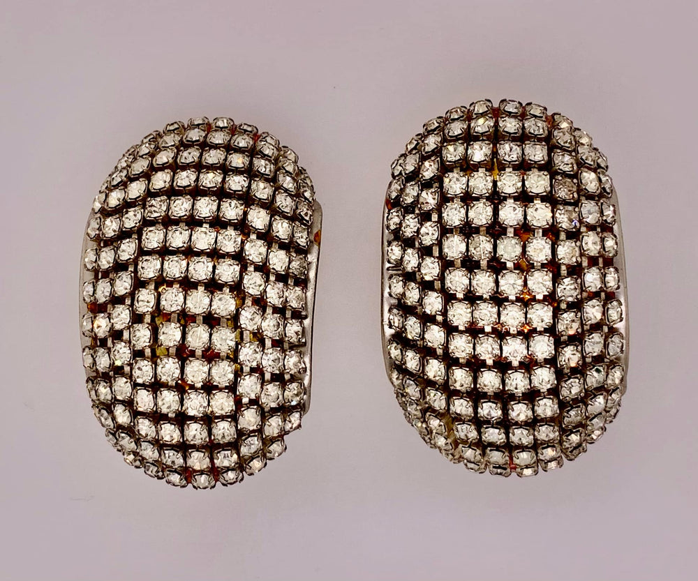 Estate Rhinestone Clip-On Earrings