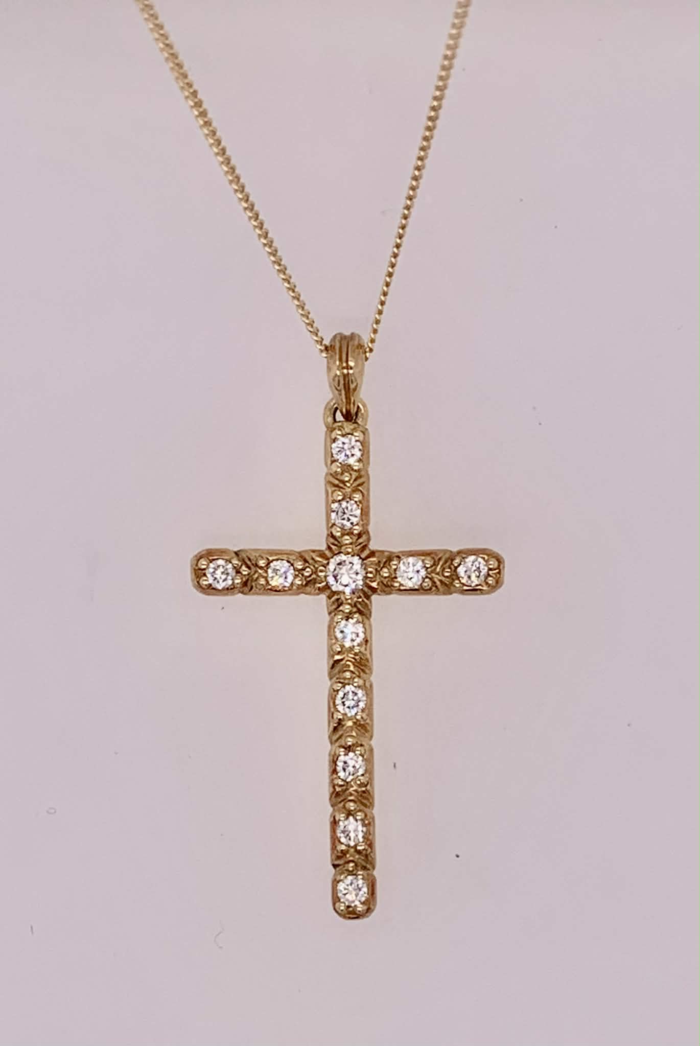 Estate 18K Gold Diamond Cross Pendant