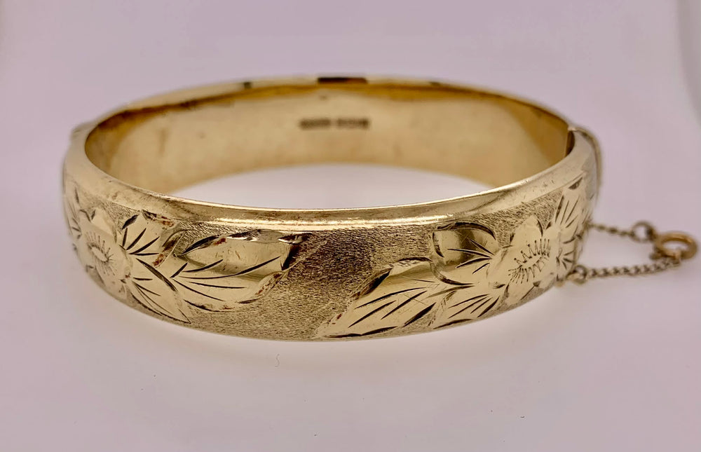 Vintage Estate Excalibur Rolled Gold Bangle Bracelet