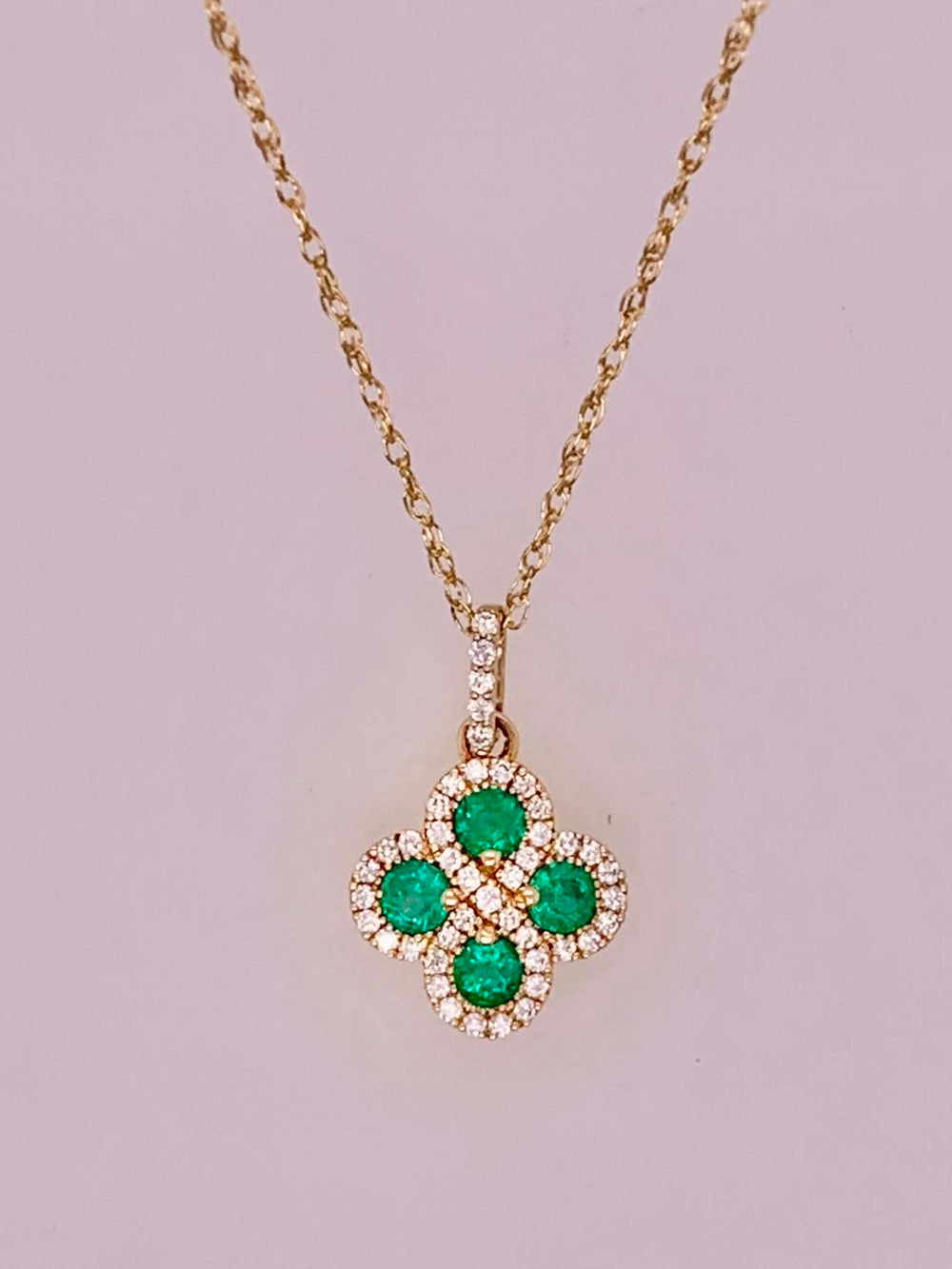 14K Emerald & Diamond Pendant