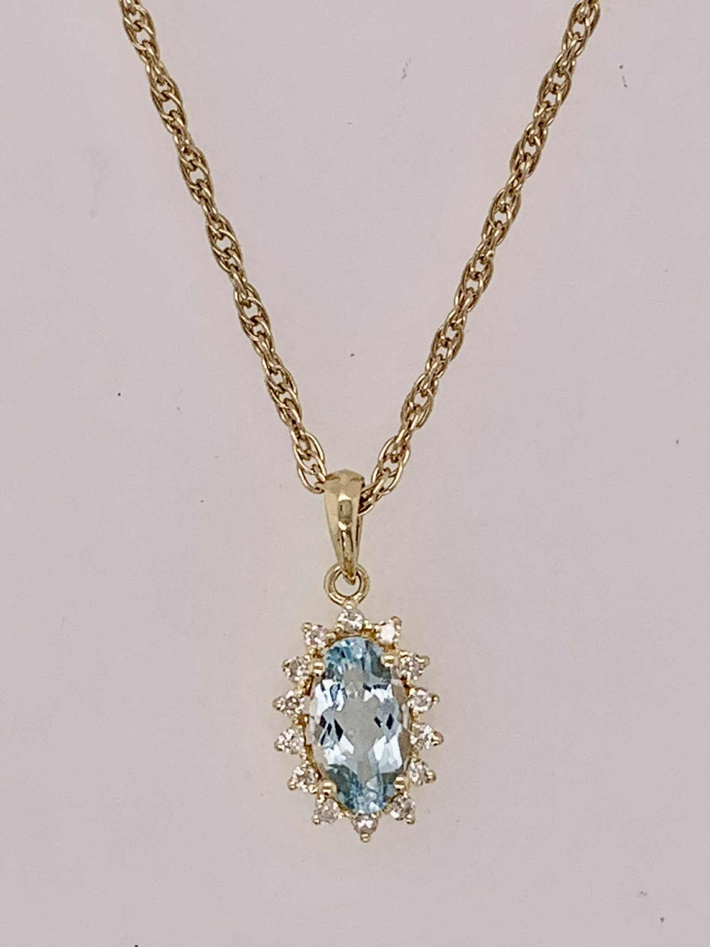 Estate Blue Topaz & Diamond Pendant