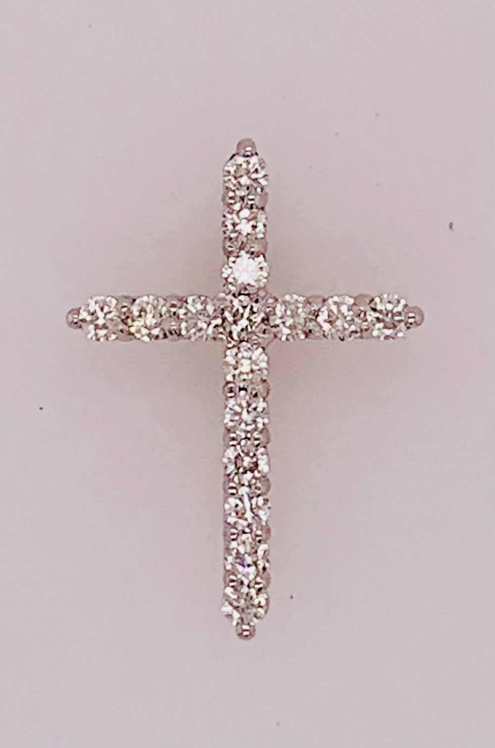 14K White Gold Diamond Cross Pendant
