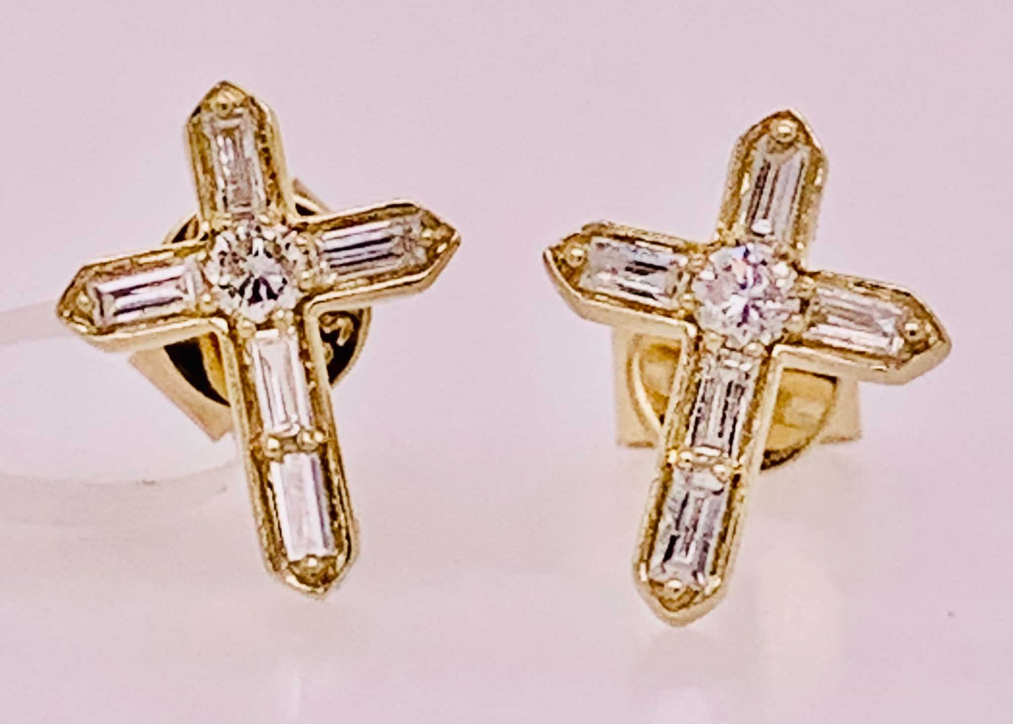 14K Diamond Cross Earrings