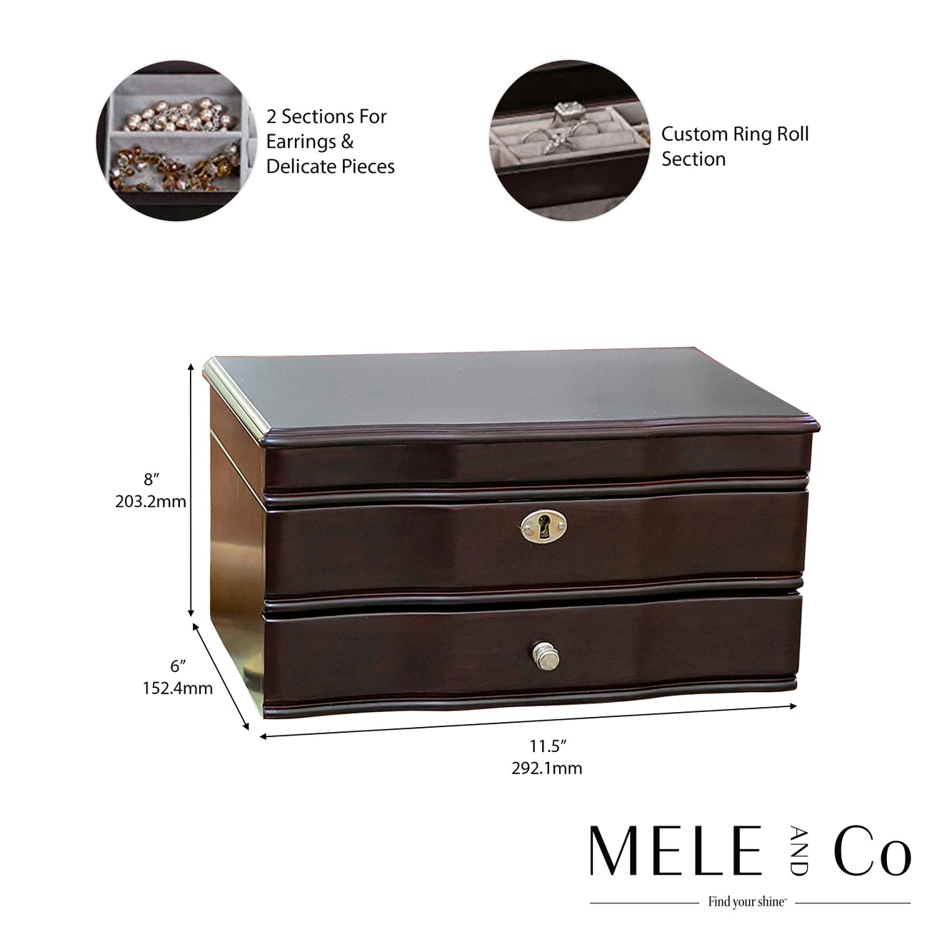 Davina Mahogany Wooden Jewely Box