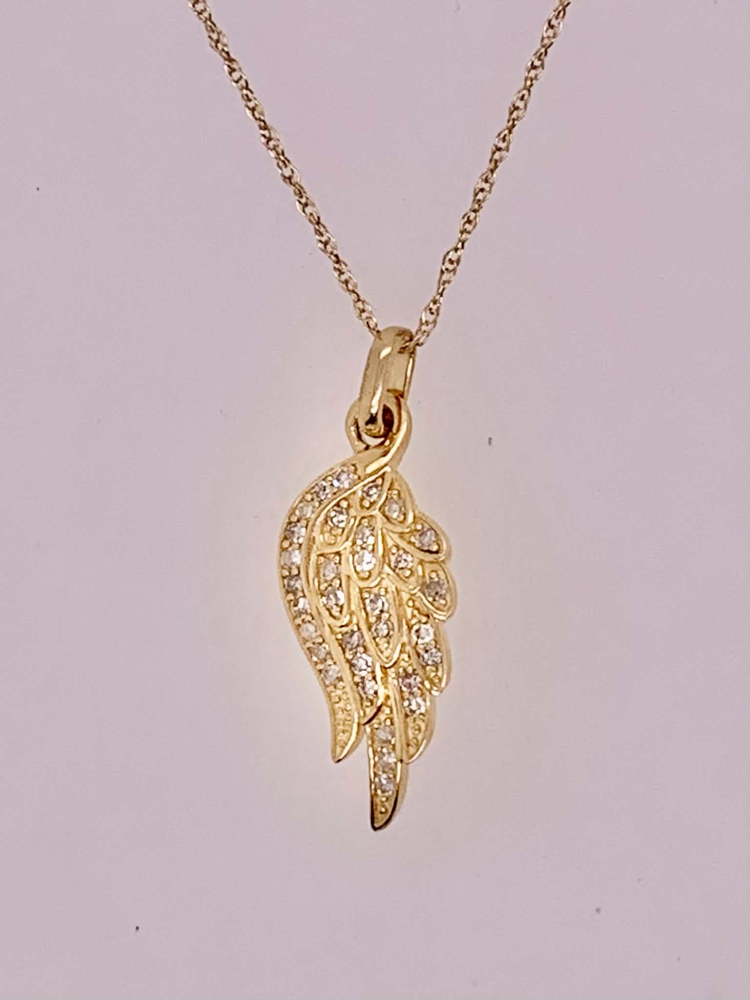 14K Angel Wing Diamond Pendant