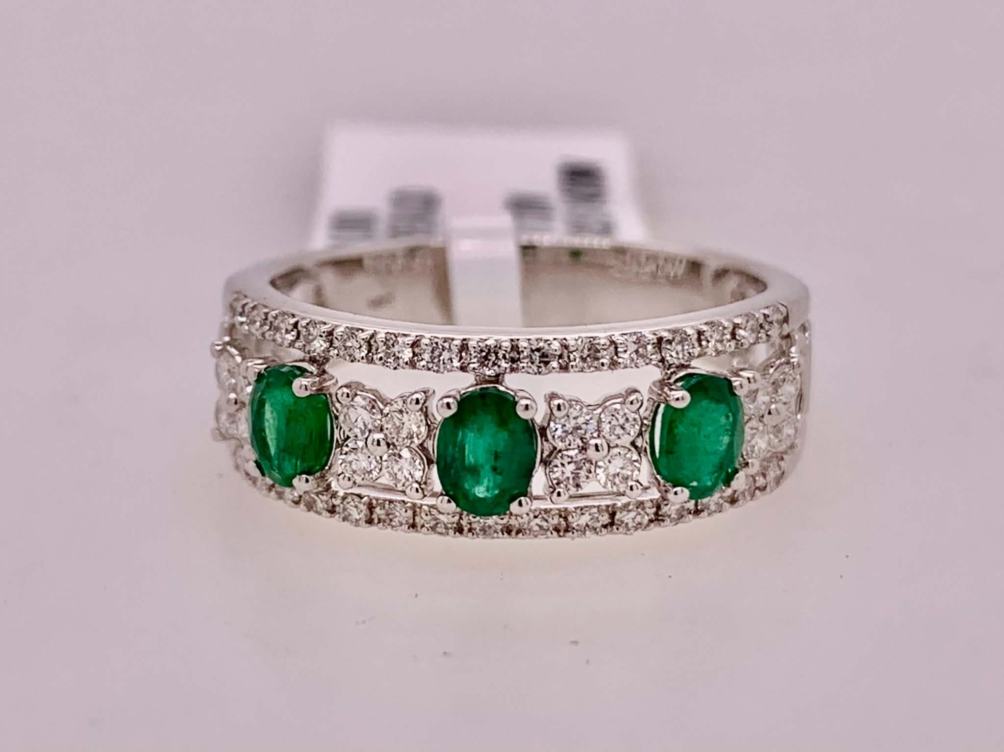 14K Emerald & Diamond Band