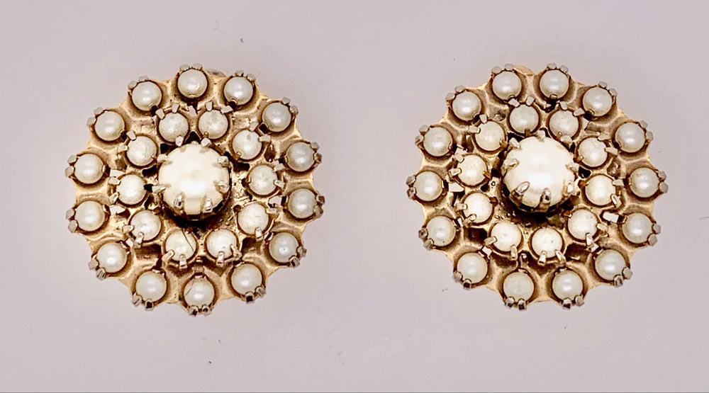 Estate Simulated Pearl Earrings.