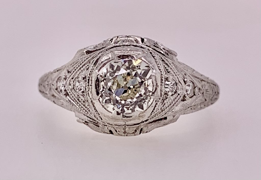 Estate Platinum Filigree Diamond Ring