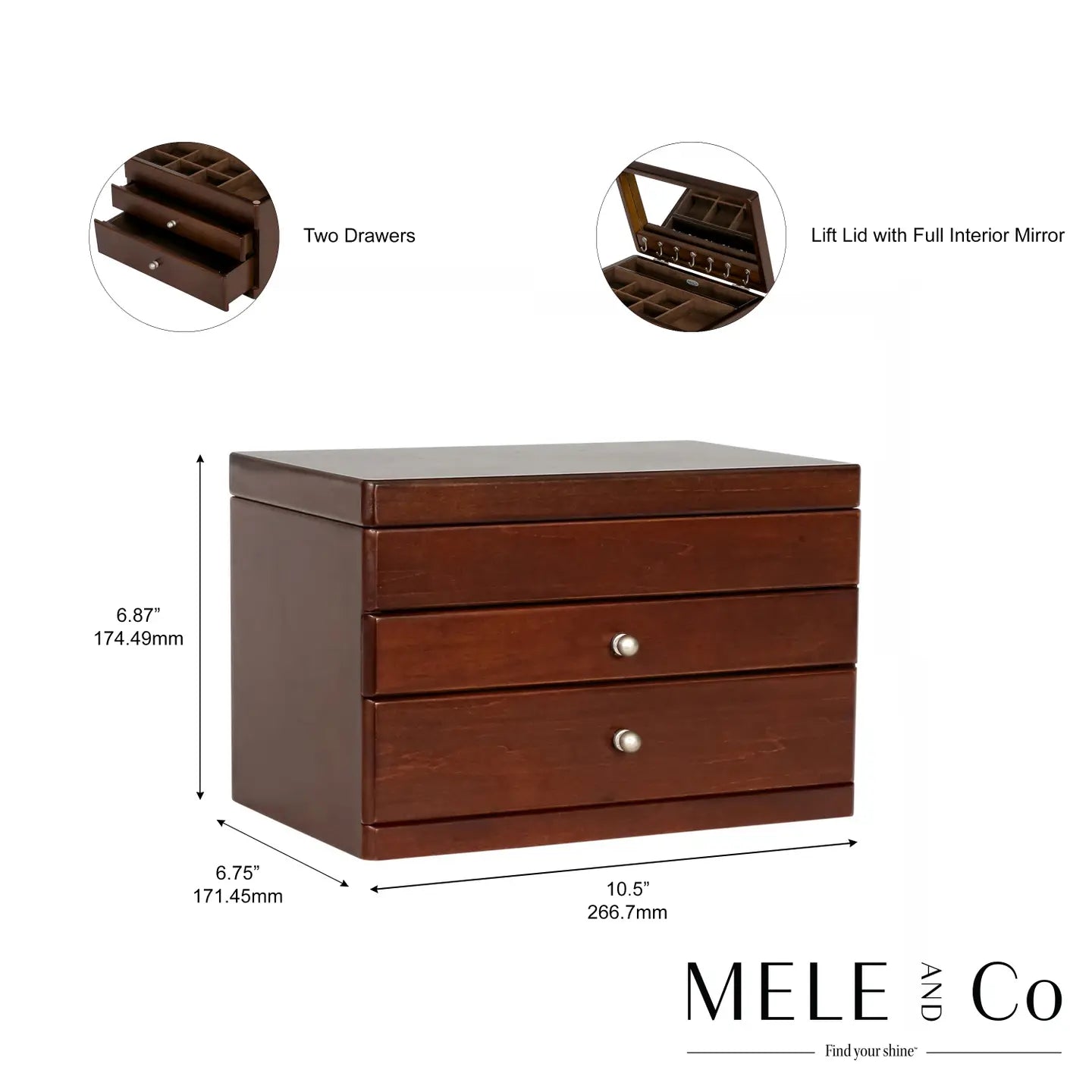 Brisbane Walnut Wooden Jewelry Box