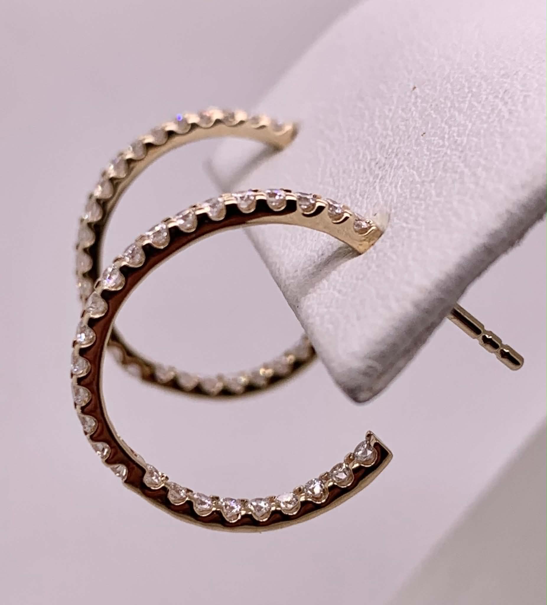 14K Gold Diamond Hoop Earrings