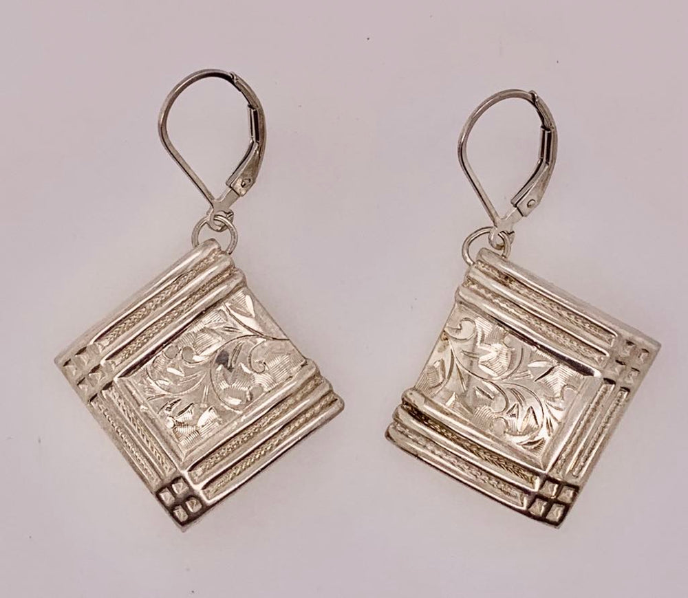 Estate Sterling Silver Cuff Link Earrings