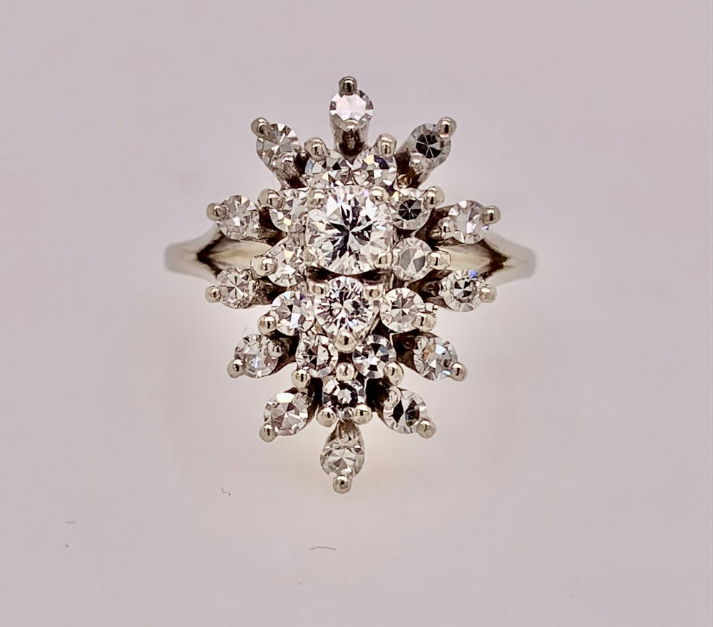Estate 14K Pear Shape Diamond Cluster Ring