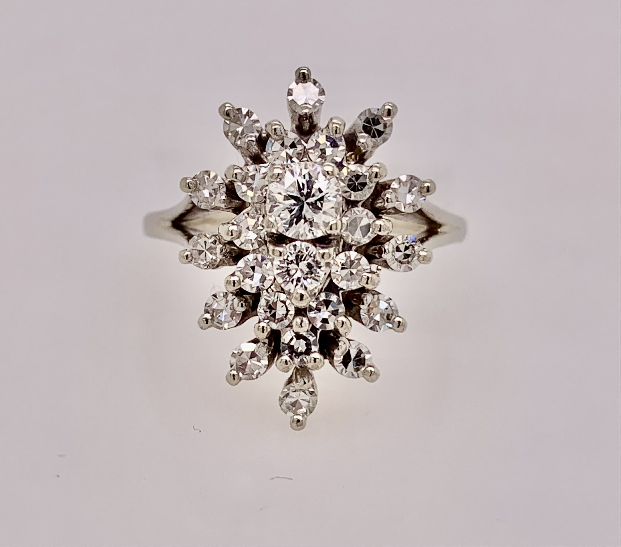 Estate 14K Pear Shape Diamond Cluster Ring