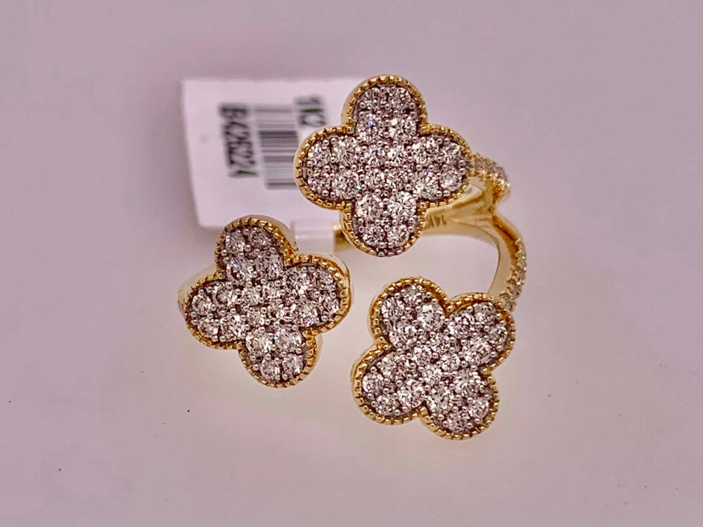 14K Diamond Triple Clover Ring