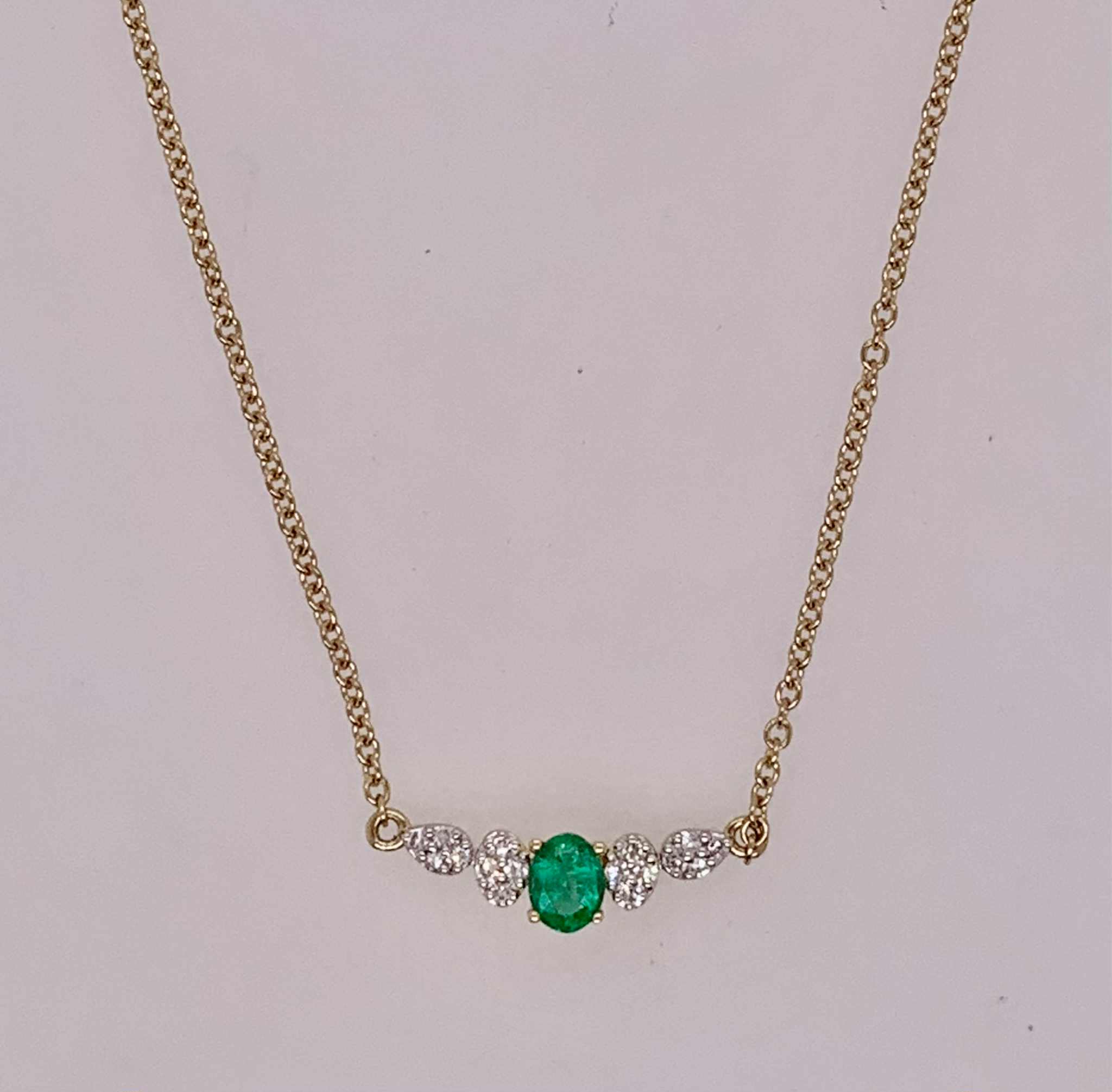 14K Emerald and Diamond Necklace