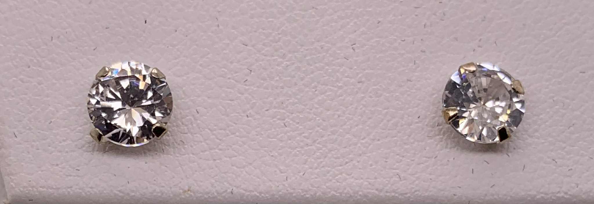 Sterling Silver CZ Round Stud Earrings